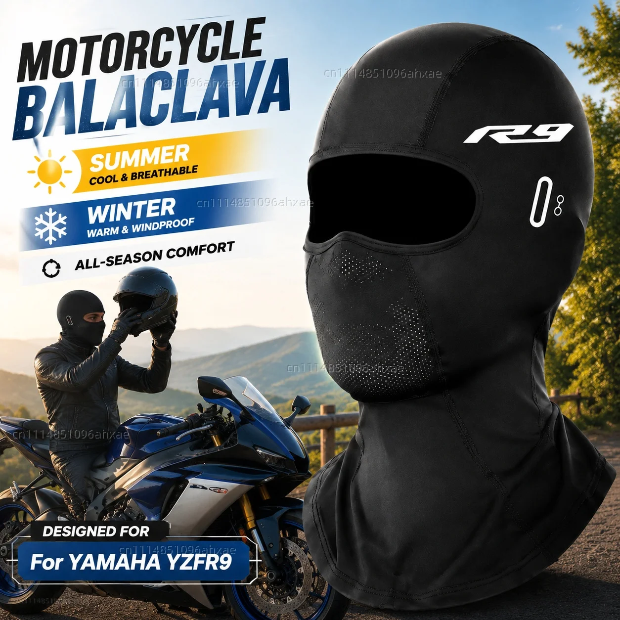 

For YAMAHA YZFR9 YZF-R9 YZF R3 R6 R7 R9 2025 Motorcycle Balaclava Summer Glasses Face Breathable Hole Winter Warm breathable