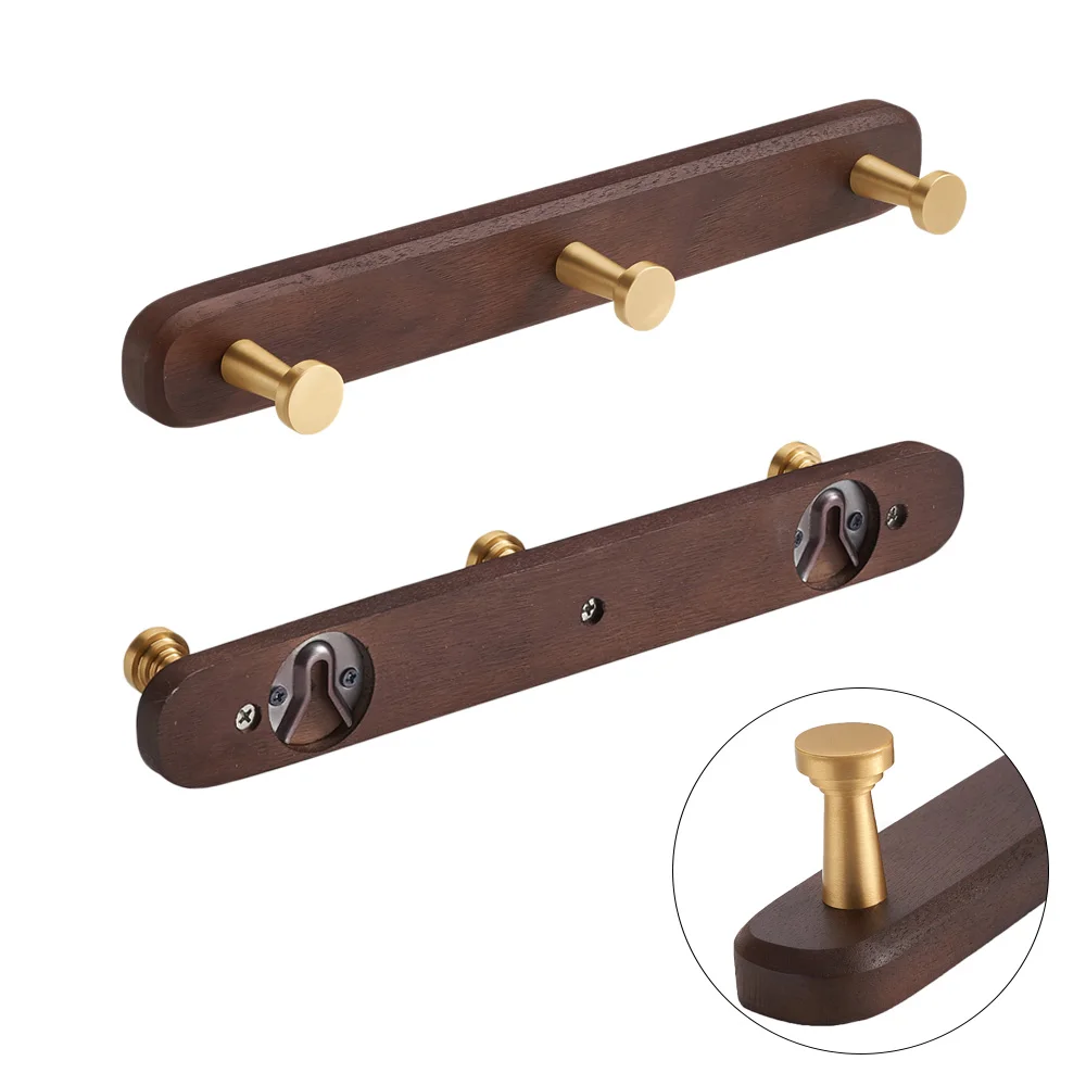 

2022 Hanger Wall Hook for Bathroom And Kitchen Walnut Gilded Coat Racks Multi Hooks for Hat Robe Key Bag Heavy Wall Hanger