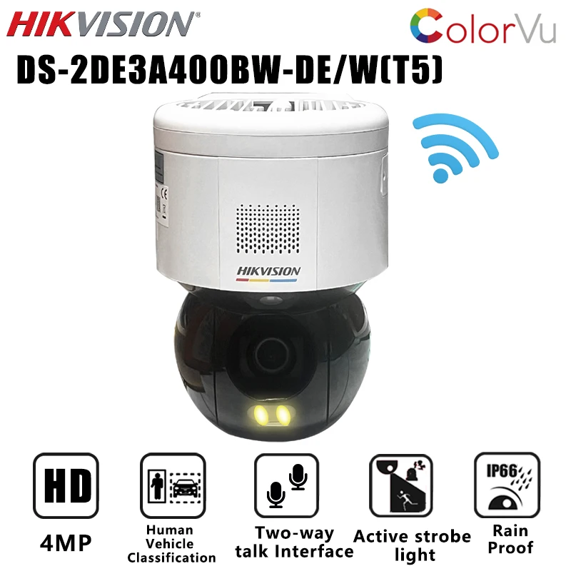 Hikvision DS-2DE3A400BW-DE/W ColorVu 3-inch 4MP PTZ WIFI IP Camera Built-in MIC and Speaker Interface Mini Surveillance Camera