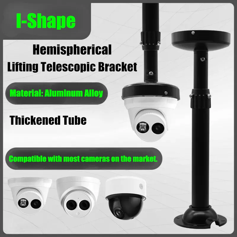 Black Ceiling Mount Bracket Monitor Holder Security CCTV Surveillance Dome Camera Stand Hemisphere Camera Telescopic Support