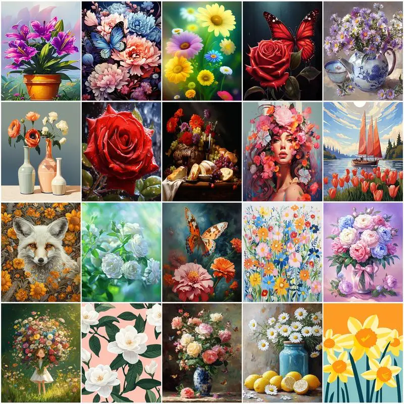 

GATYZTORY Painting By Numbers On Canvas With Frame Flowers Markers By Numbers Canvas Art Painting Acrylic Paints Diy Paint Kit