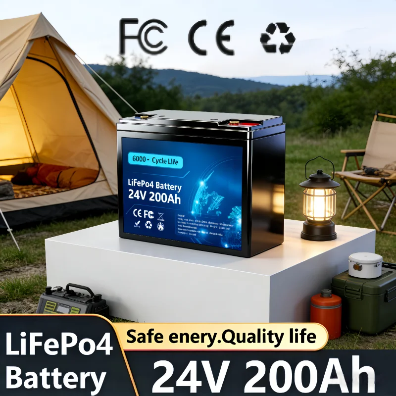 

HOT LiFePO4 24V 200Ah Lithium Battery, Built-in 200A BMS, Rechargeable Battery, forRV/Camper, Solar,Marine,Overland/Van,Off-Gr