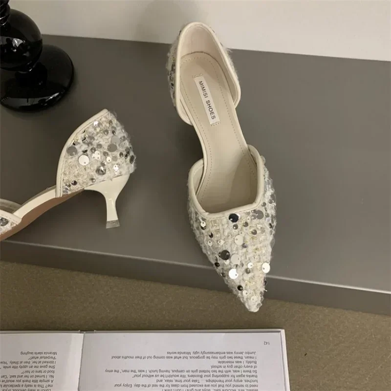 Women Bling High Heels Shoes  Summer Sexy Dress Shoes New Designer Female Pointed Toe Sandals Elegant Pumps Zapatos Mujer