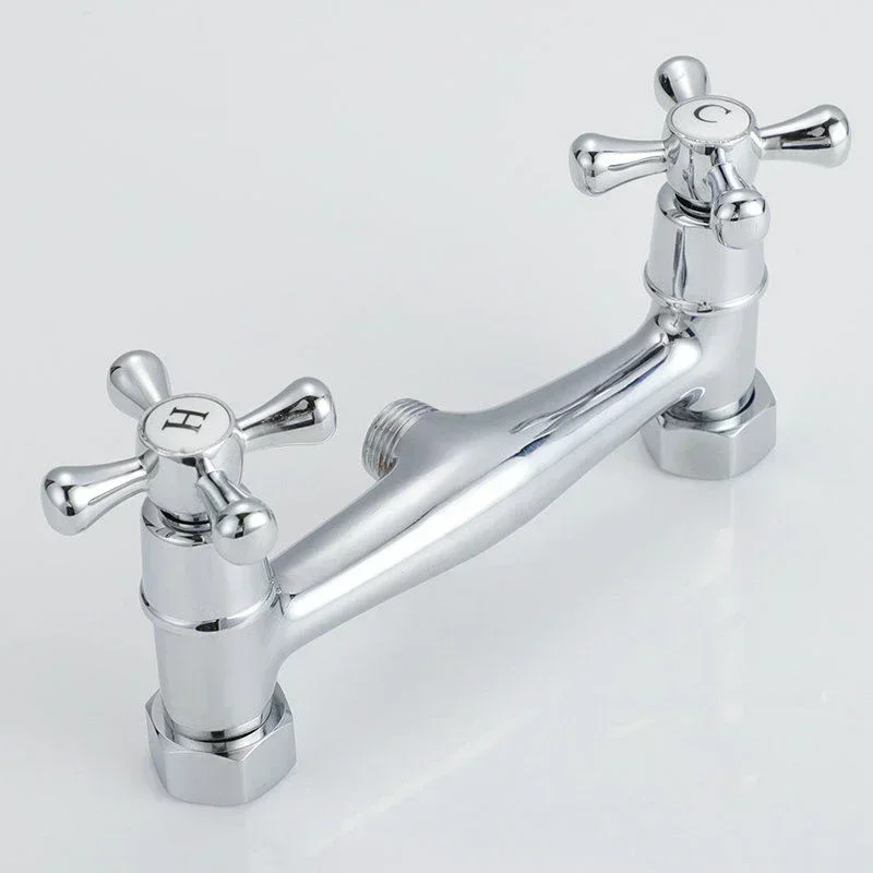 ダブルハンドルキッチン蛇口温冷両用、壁掛け混合シャワー蛇口、真鍮製洗面台蛇口