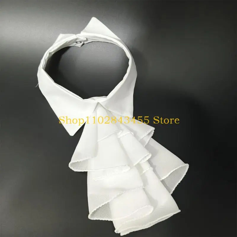 49MC Victorian เสื้อคอประดับ Vintage Ruffled ด้านหน้าปกปลอมใส่ Choker ผ้าผูกคออุปกรณ์เสริมสำหรับผู้หญิง