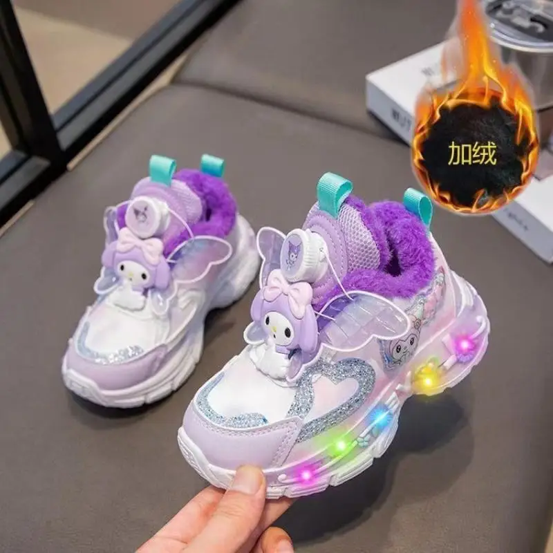 

Sanrios Cartoon Sneakers Child Spring Autumn Winter Anime Figure Kawaii Kuromi My Melody Girl Princess Keep Warm Shoes