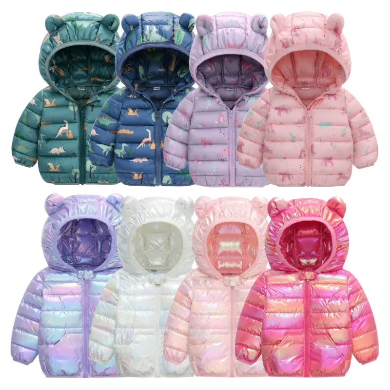 Kids Boys Girls Lightweight Down Jackets Hooded Outerwear Autumn Winter Baby Coats Fashion Sports Casual Clothing For 1-5 Years