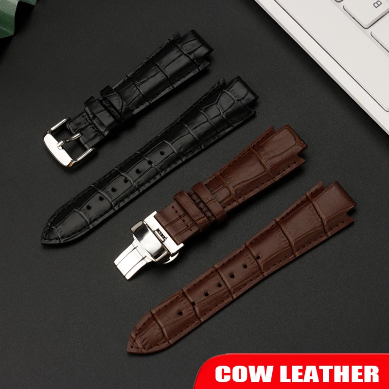 Leather Watch band Accessories For Tissot 1853 T60 Watch Strap T60.1.513 Men Women Cowhide Watch Strap Convex 24×14mm Bracelet