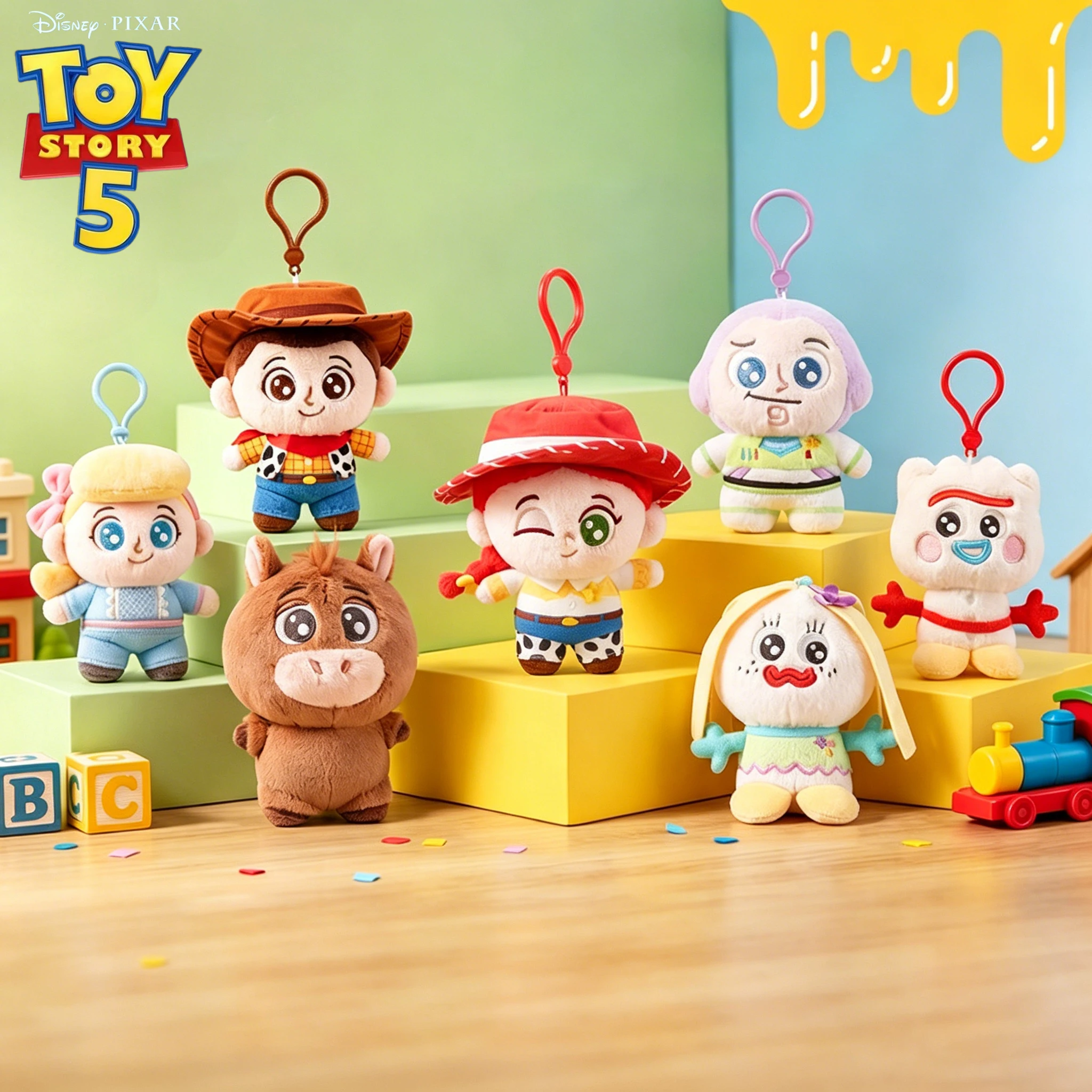Llavero de Peluche Original de Toy Story 5: Woody, Jessie, Buzz Lightyear, Forky, Knifey, Bo Peep, Bullseye - Colgante para Mochila, Regalos