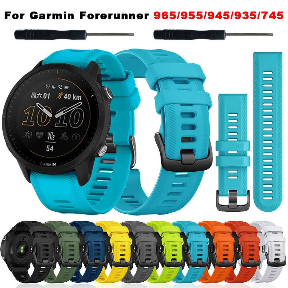 Sports Silicone Watch Strap For Garmin Forerunner 965 955 Solar 945 935 745 Strap Watch Band 22mm Replacement Wristband Bracelet