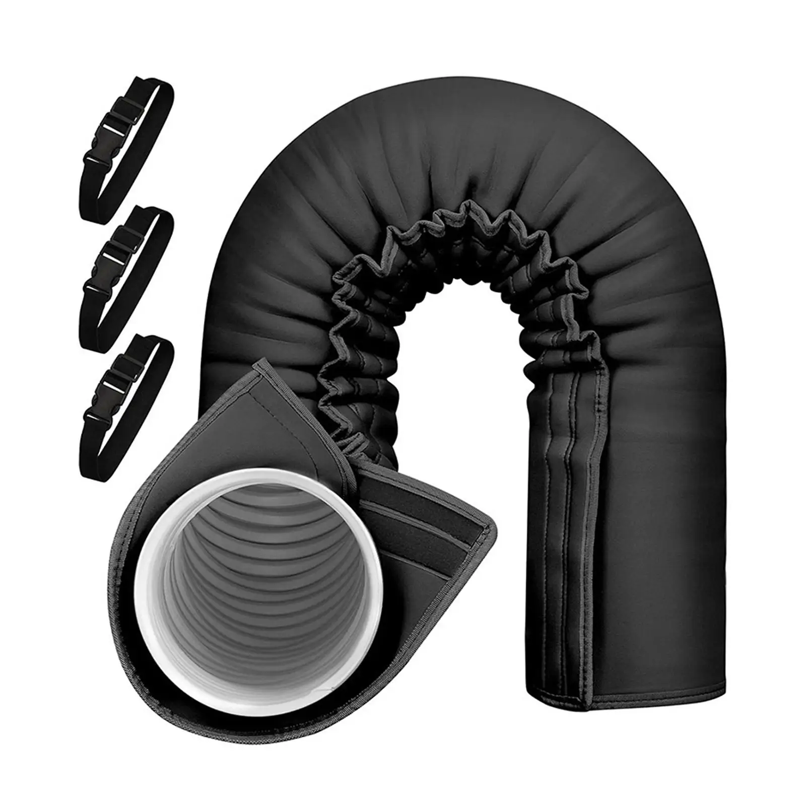 Envoltório isolado da tampa da mangueira do condicionador de ar, capa de ventilação do duto, fácil instalação, com 3 alças ajustáveis luva universal contra poeira