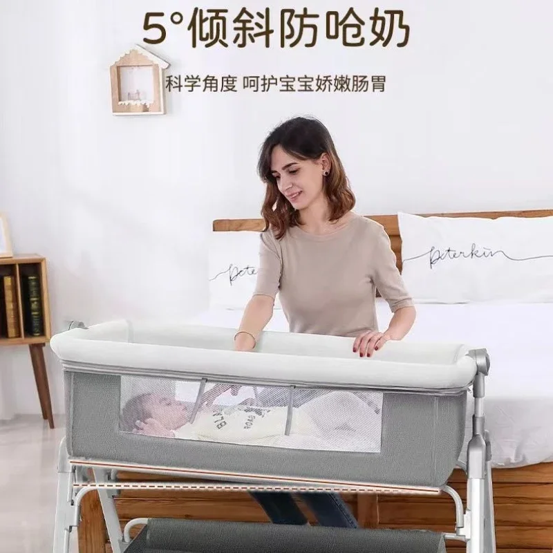 

Multi Functional Simple Baby Crib Home Use Movable Foldable Newborn Cradle European Style Baby Bed Spliced Large Bed