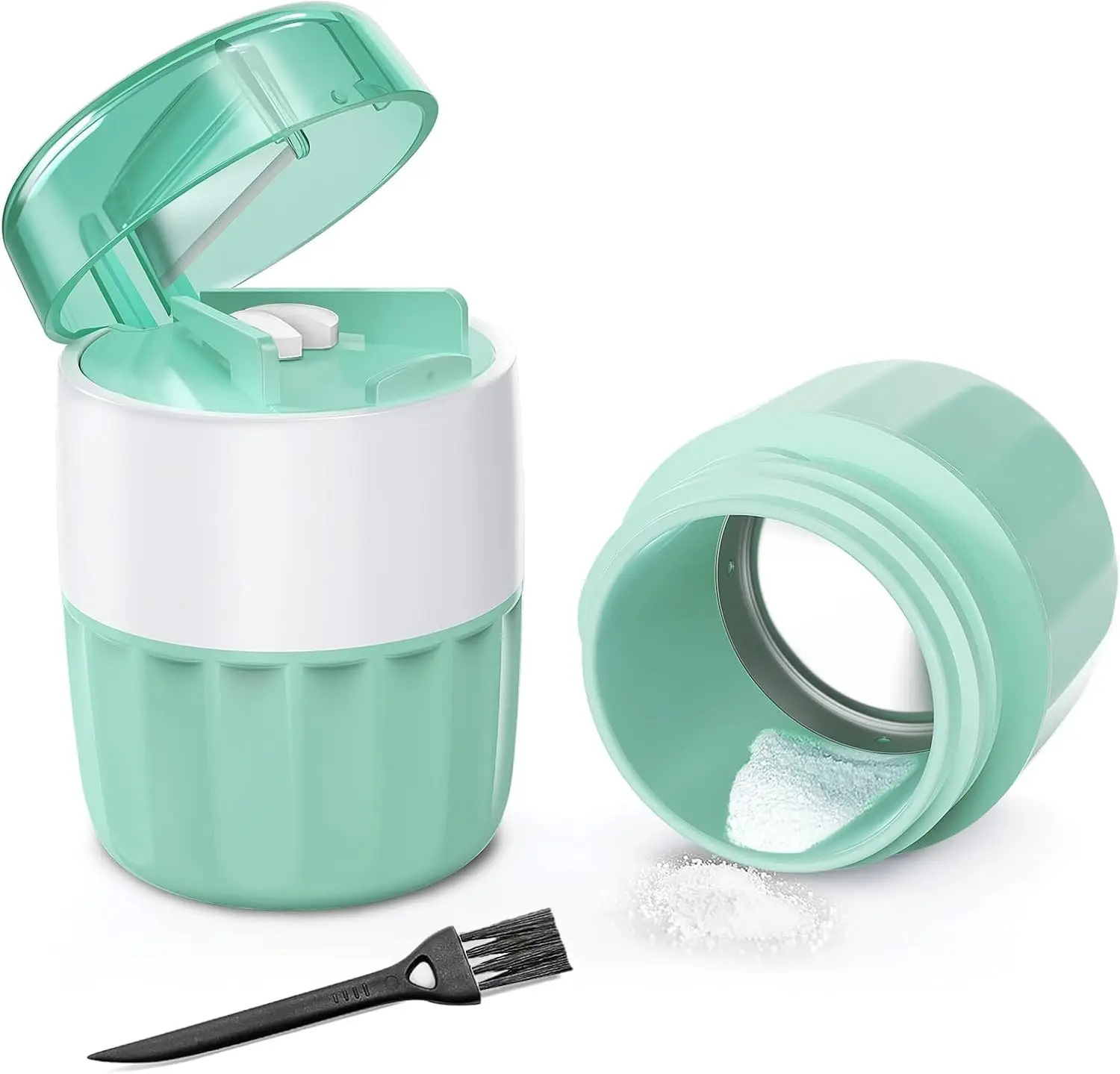

Pill Crusher and Cutter, 3-in-1 Fine Powder Grinder with Stainless Steel Head, Storage, Splitter for Small Pills, Cyan