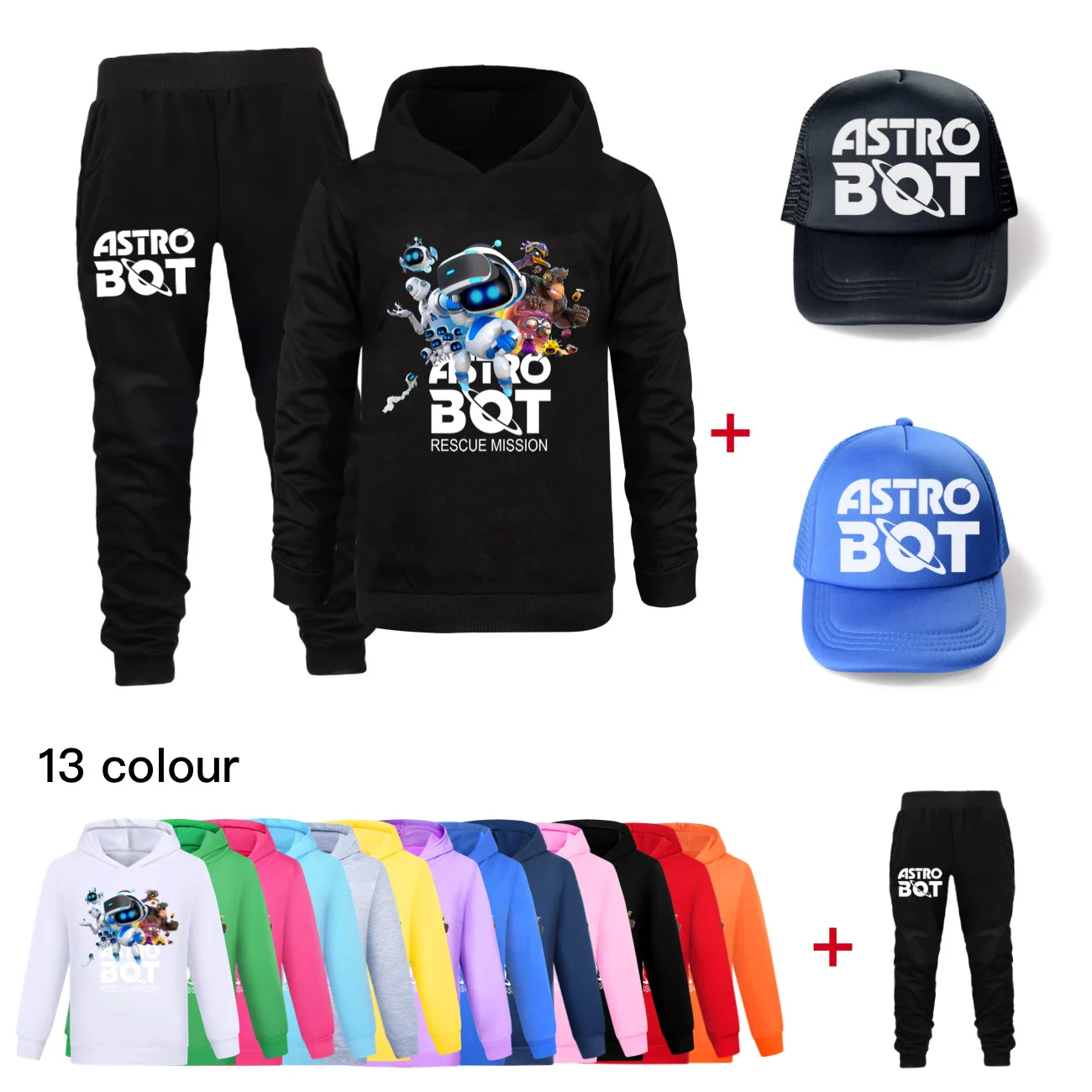 Game ASTRO BOT Hoodies Boy Clothing Sets Kids ASTROBOT Casual Hoody Sweatshirt Jogging Pants 2pcs Set Girls Sportswear Outfits