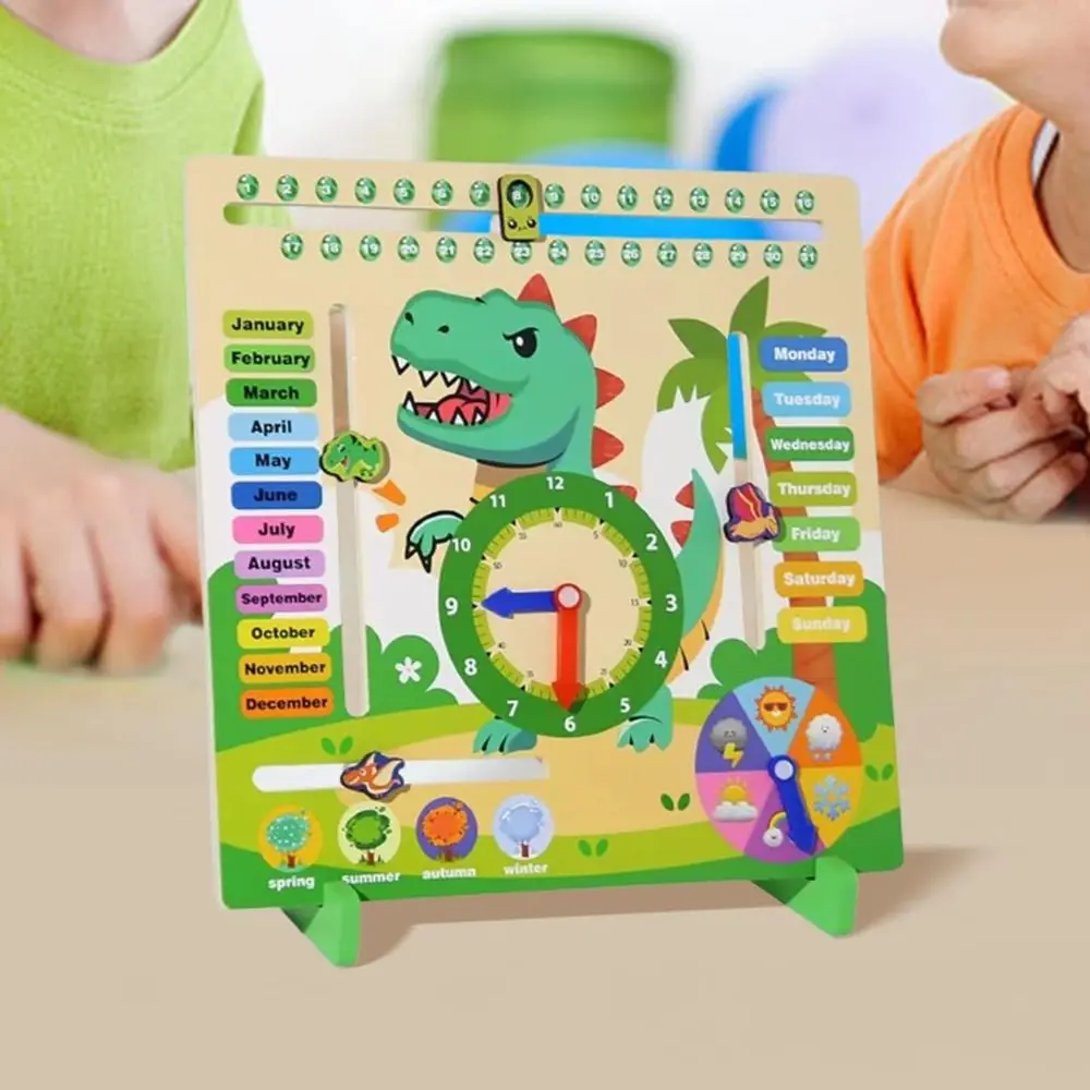 Season Weathers Daily Calendar Teaching Clock Early Education Puzzle 6 in 1 Teaching Clock Portable Interactive