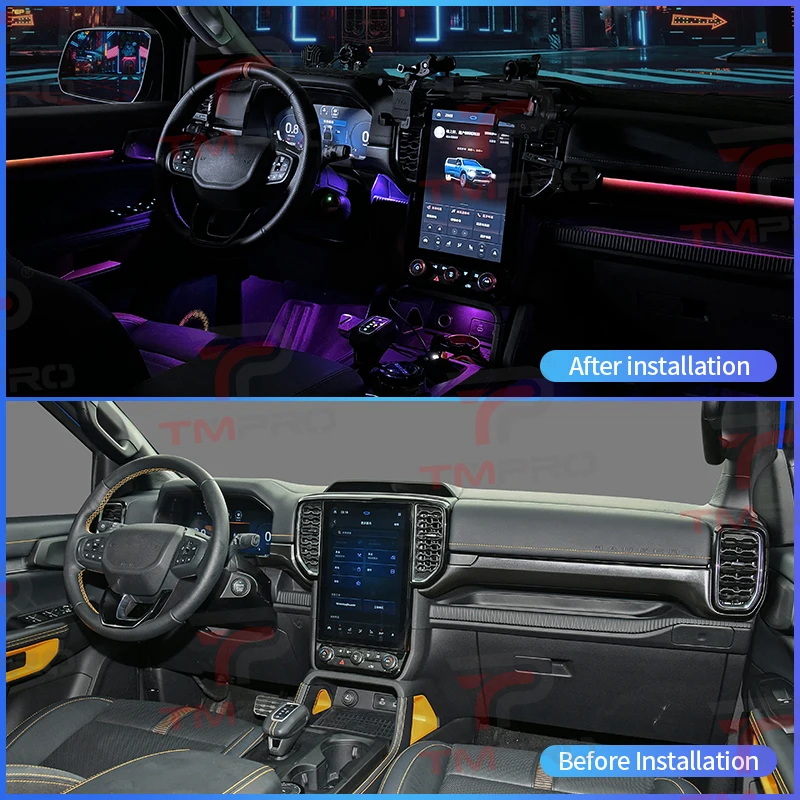 TMPRO 64-color LED Safety Assistance System Ambient Lighting suitable for 2023-2025 Ford Ranger interior decoration