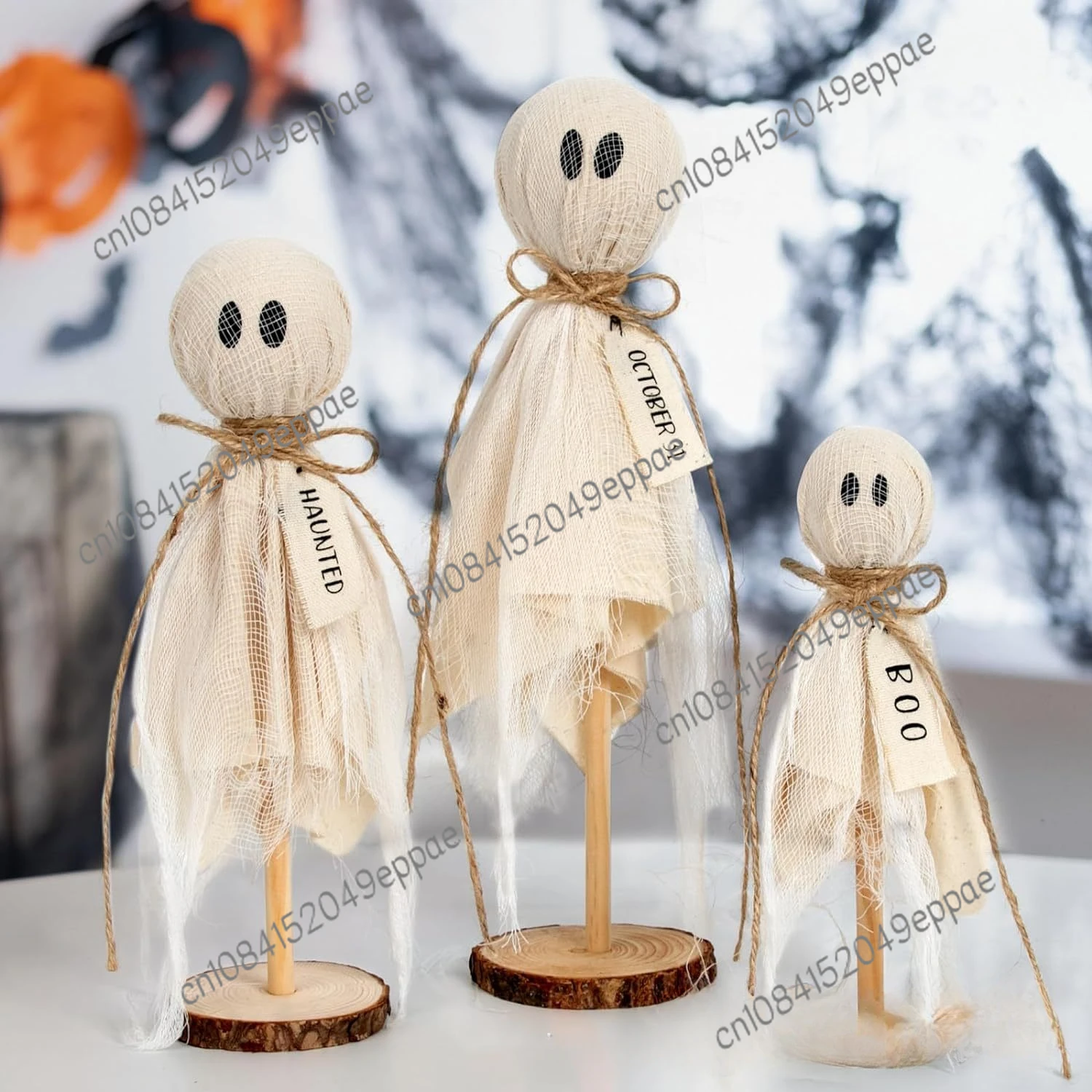 Halloween Ghost Ornament, Einkaufs zentrum Store Dekoration Handwerk, Home Atmosphäre Holz Ornament