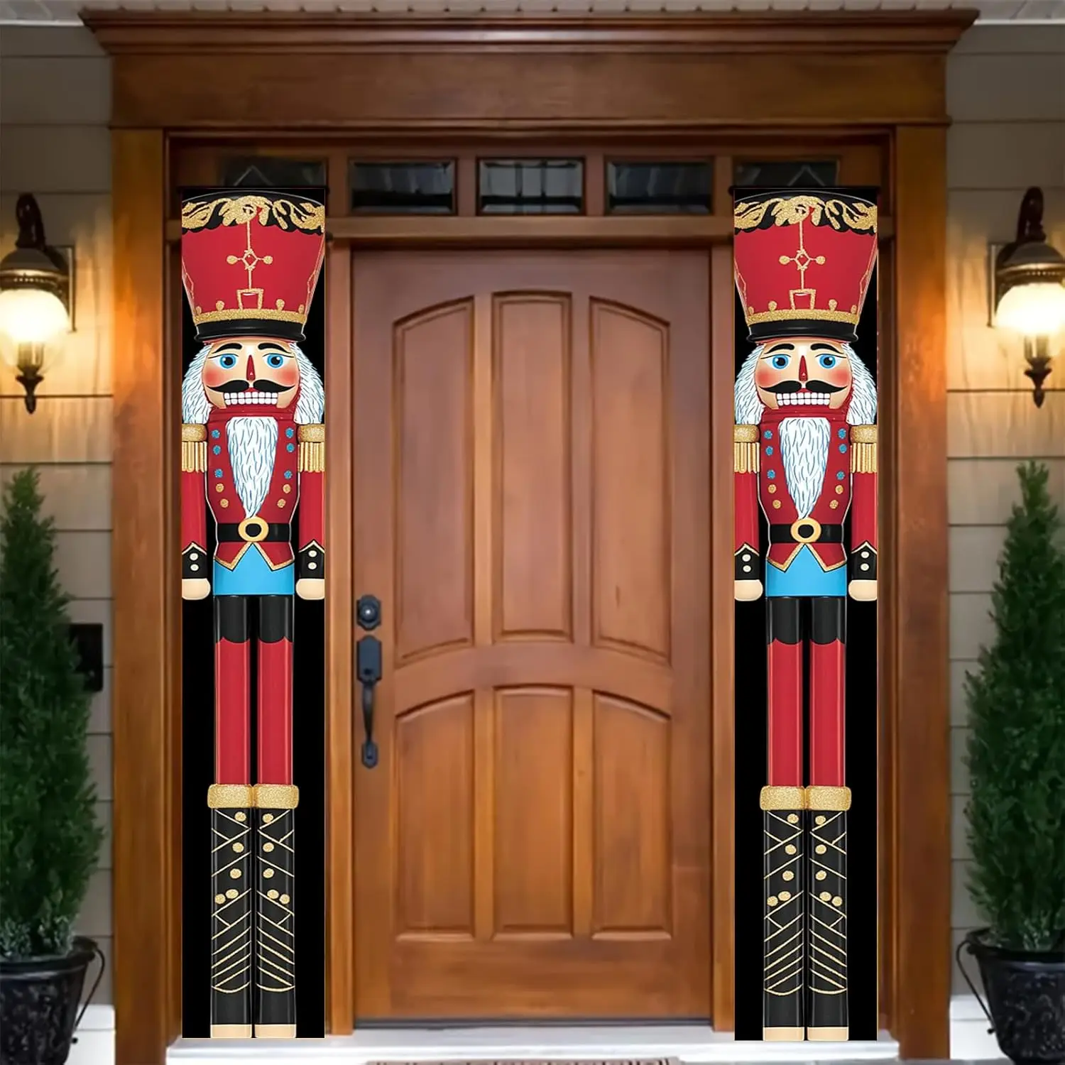 عيد الميلاد كسارة البندق الشرفة لافتات 71x12 بوصة الأحمر الجندي راية الباب زينة عطلة علامات عمودية ساحة الشتاء مرحبا بكم ل #4