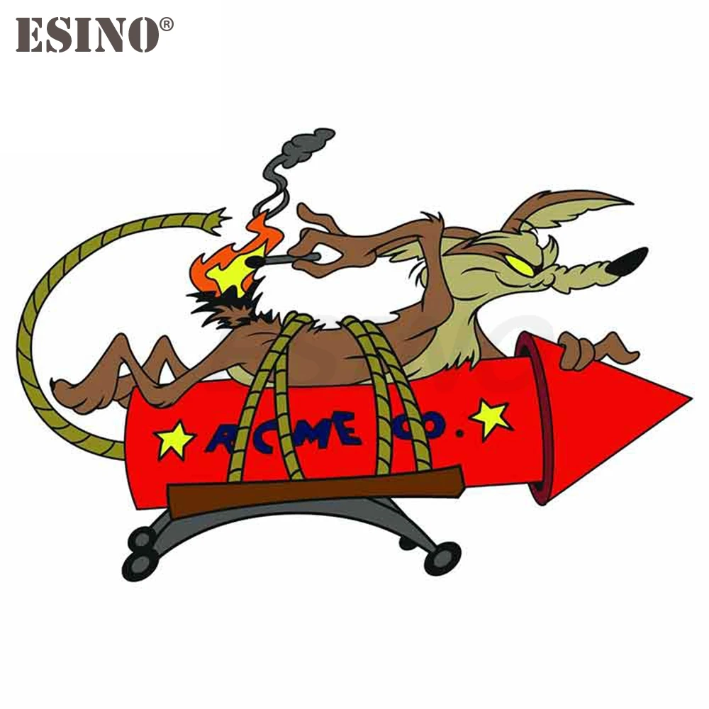 Car Styling Creative FunnyWile E Coyote ACME Rocket Vinyl Decal Decorative Sticker PVC Decal Waterproof Car Body Pattern Vinyl