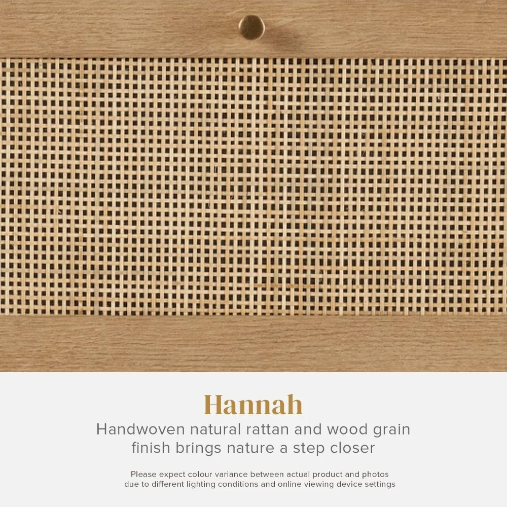 mopio Hannah Floating Nightstand, Natural Rattan Farmhouse Boho Wall Mounted Space Saving Bedside Tables, Nightstands, Drawer wi