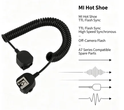 MI Hot Shoe TTL Flash Sync Cable High Speed Synchronous Off-Camera Flash Wire For A7 Series Cameras Spare Parts