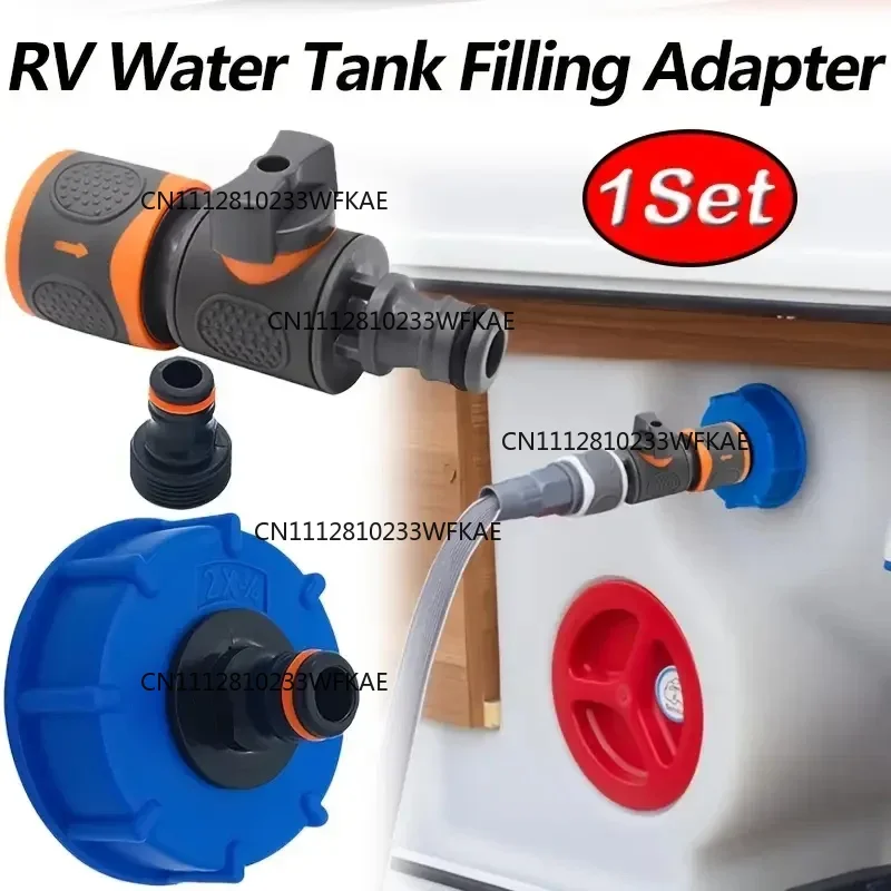 Camper Motorhome Water Tank Filling Adapter Connection Kits With Quick Coupling Base Control Adapter RV Parts Car Accessories