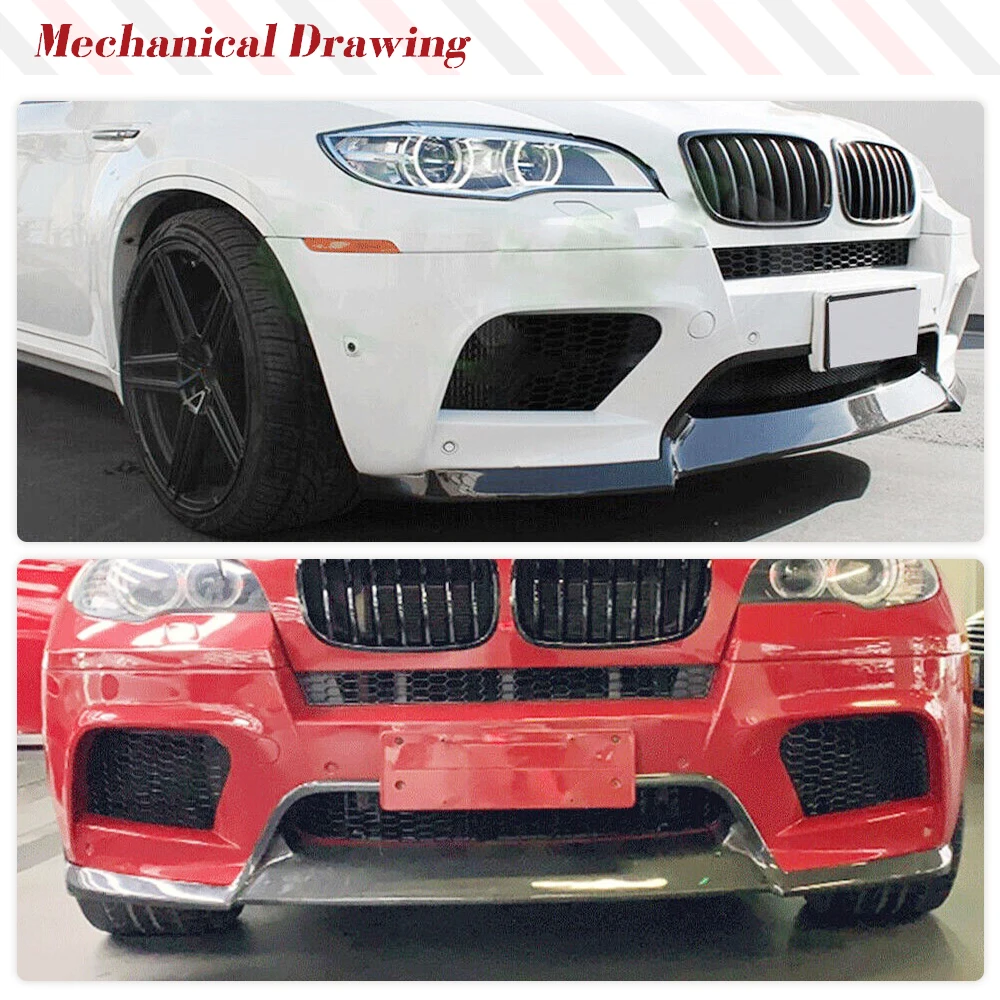 Carbon Fiber Front Bumper Lip for BMW X5M E70 X6M E71 2010-2014 Front Lip Spoiler Body Kit  (3pcs/set) Lip Spoiler Splitters FRP