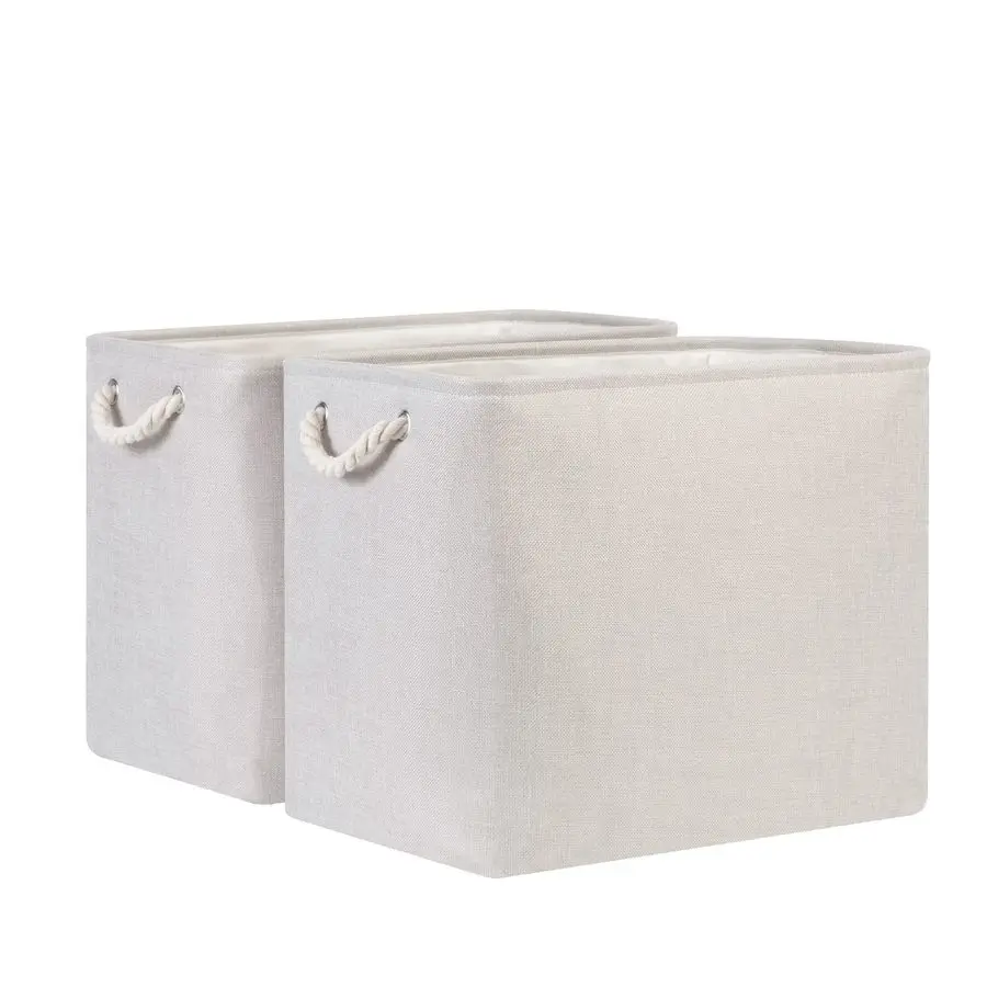 

Тканевые корзины бежевого цвета, очень большие, для хранения одежды, набор из 2 штук, складные контейнеры для полок и шкафов, 17x12x15