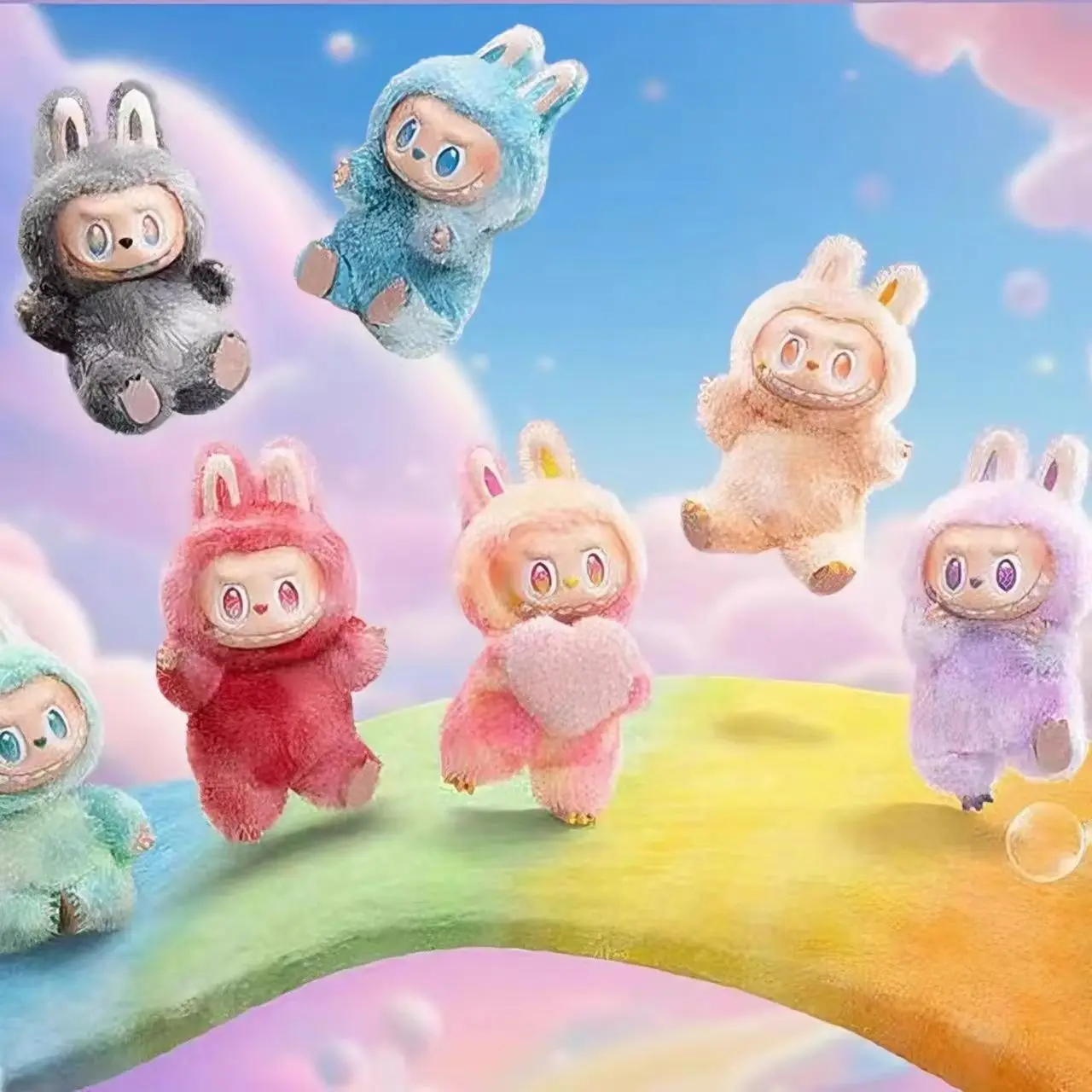 حقيقي POPMART Bubble Mart Labubu 1st، 2nd، 3rd الجيل الأمامي سلسلة الطاقة العالية معكرون 3 يجلس صندوق أعمى قلادة #1