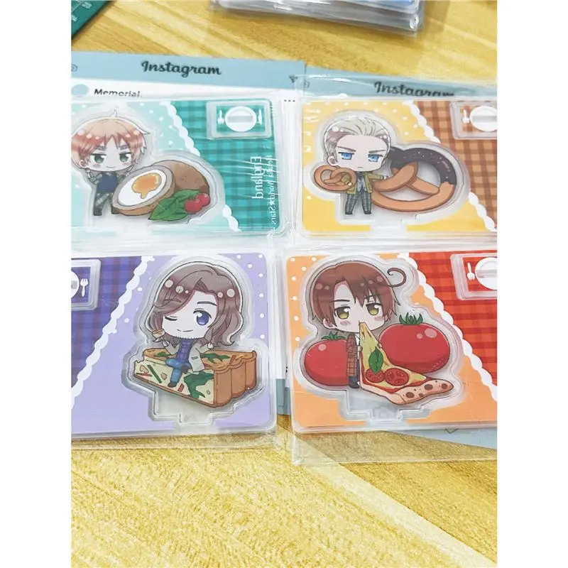 Cartoon Hetalia: Axis Powers Anime Figures Italia Venechiano Ludwig Alfred F. Jones Cute Standing Sign Acrylic Model Xmas Gift