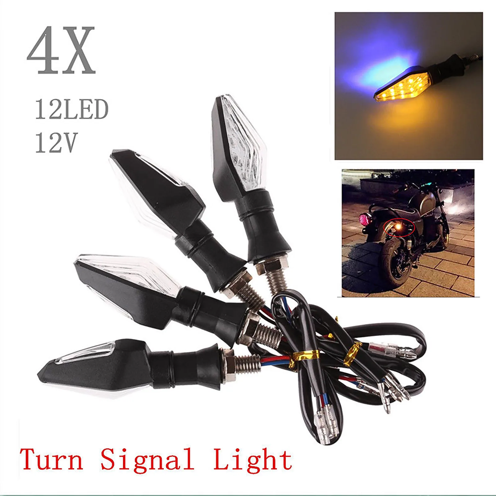 4pcs/set Motorcycle turn signal light 12V Universal LED Turn Signal Light Indicators Amber Blinker Light Flashers Lighting