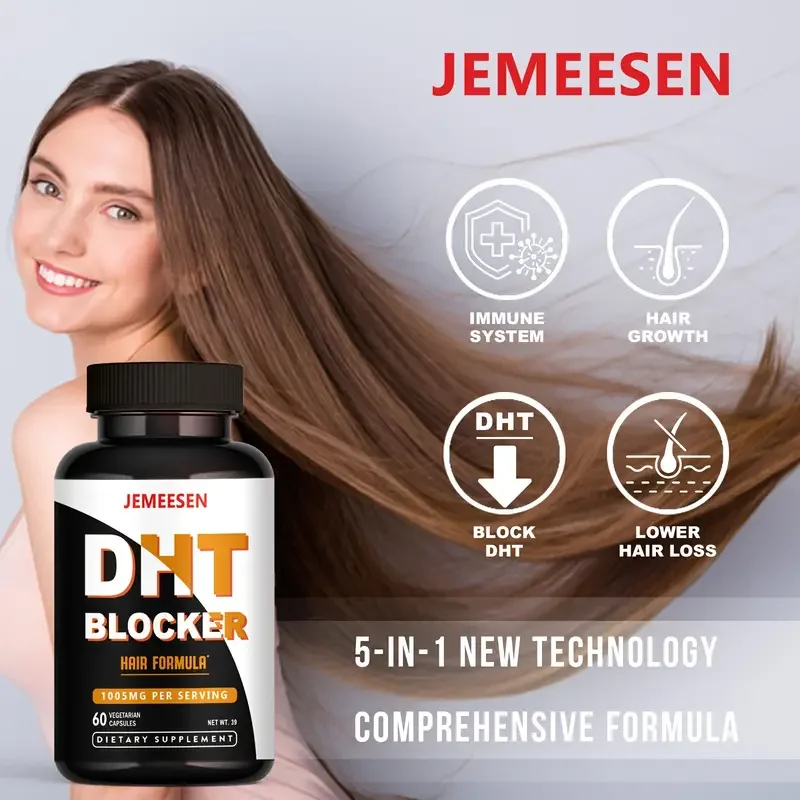 DHT Blocker Hair Growth Supplement - High Efficiency Biotin And Saw Palmetto For Hair Regrowth - Natural Hair Loss Treatment For