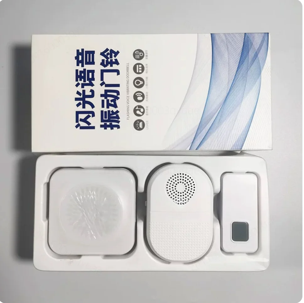 Wireless Visible Flash Vibration Doorbell For Hearing Loss Elderly, Home Care Accessibility Pager, Transmitter Receiver