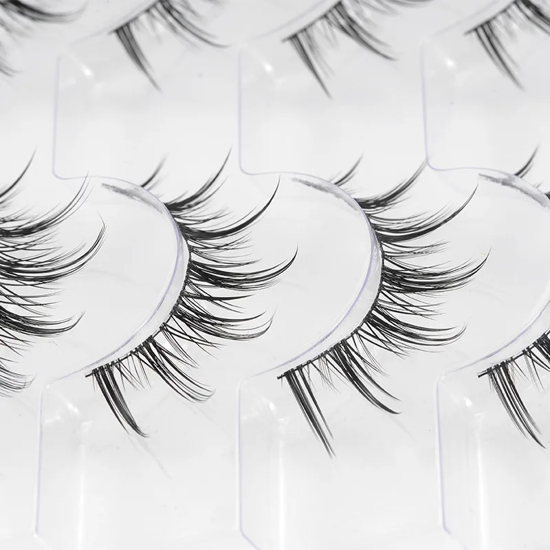 8 Pairs Camellia False Eyelashes full strips C Curl 9-13mm Mixed Length Thai Style Pure Desire Demonic Comic Hybrid Lashes