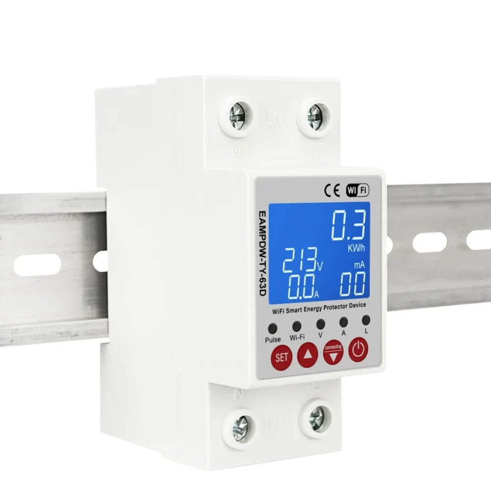 

2P 63A Smart WiFi Circuit Breaker With Leakage Over Under Voltage Protection Home Wireless Remote Control Smart Switch