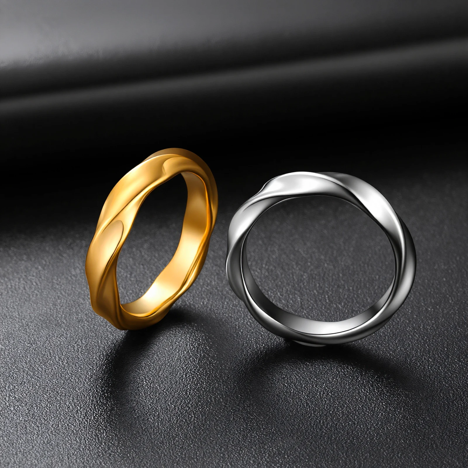 Klassische Mobius Ringe für Männer Frauen Edelstahl Gold Farbe Twist Paar Ring Minimalistischen Einfache Mode Schmuck Großhandel – Detail 1