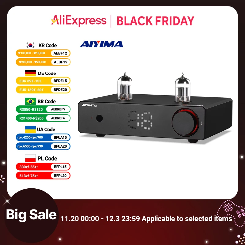 AIYIMA T20 Vacuum Tube Preamplifier Amplifier LME49720 /OPA1612 HiFi Amplificador XLR/RCA  Balanced Input 12V Trigger Output