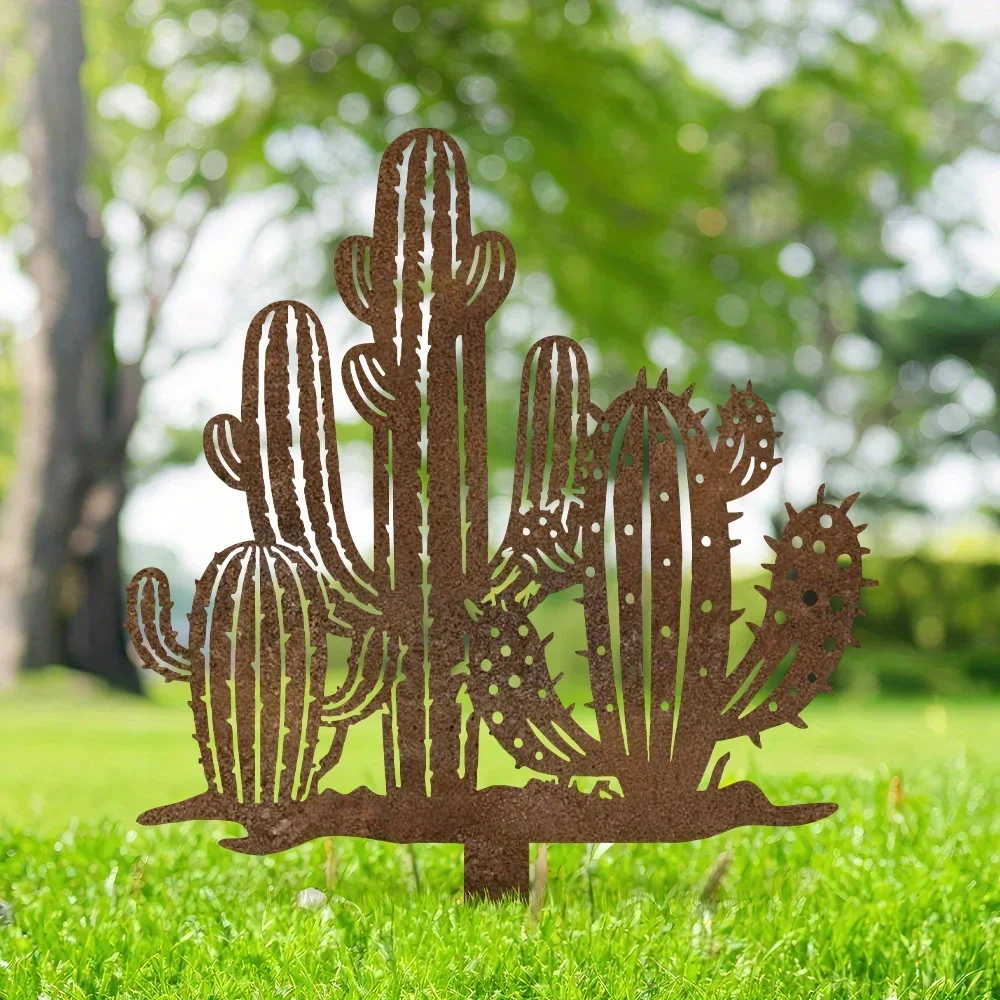 CIFBUY Metal Cactus Garden Resistant Rustic Silhouette Art Decor Backyard Lawn Flower Bed Patio Raised Bed Outdoor Decoration