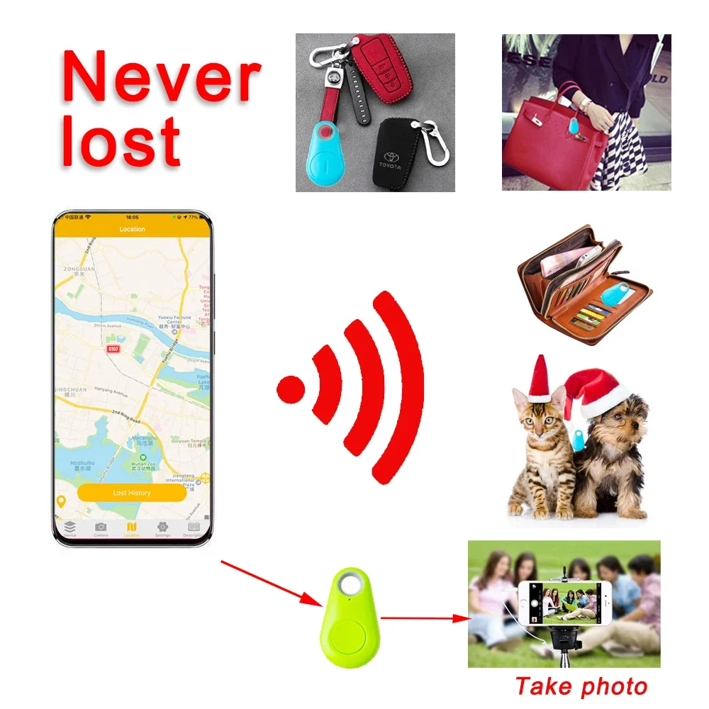 Smart GPS Tracker for Dogs Cats Children Anti-lost Bluetooth-compatible Alarm Tracker Phone Key Finder Pet Dog GPS Locator