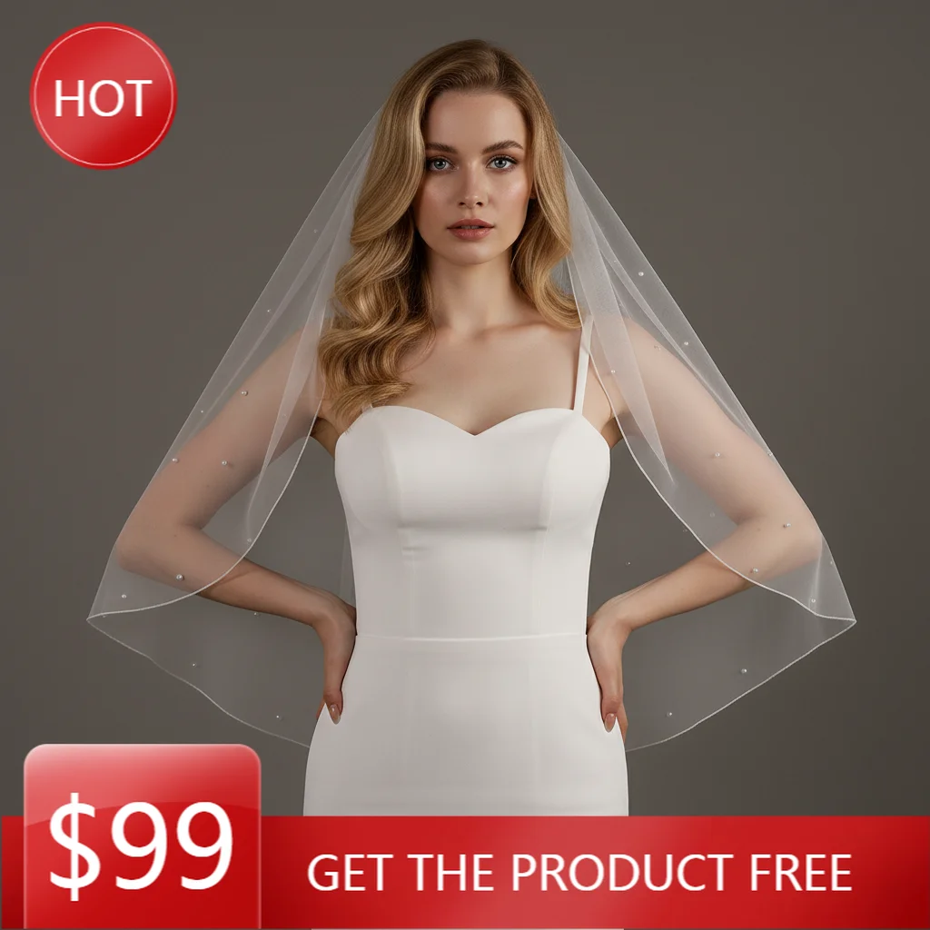 pearl bride wedding veil single layer short veil white ivory with comb wedding accessory wedding dress veil custom veil G06
