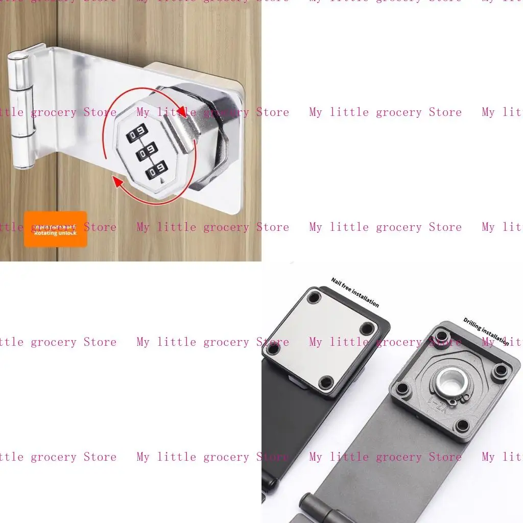 D5BD Metal Security Hasp Combination Lock 5inch Lockable Latches Simple Use for Safeguarding Cabinet Door & Small Entrances