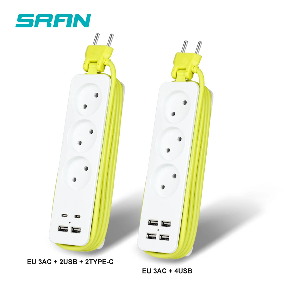 SRAN-Multiprise USB AC EU, port de charge, prise de voyage, rallonge de 1.8m, 5V 3.l'autorisation