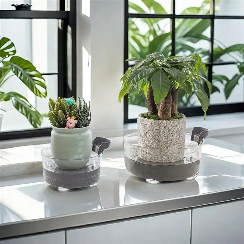 VEHO-Deep Plant Saucer, Bottom Watering Tray With Height-Adjustable Planter Riser For Indoor Plants, Plant Water Catcher Tray