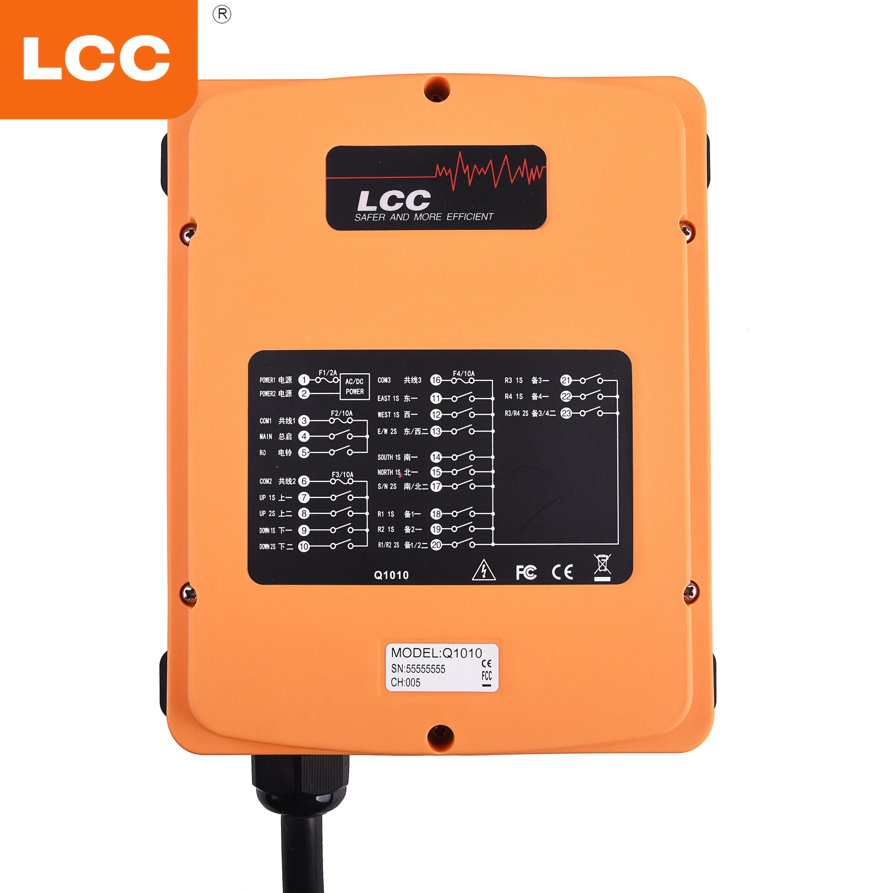 LCC Q1010 10 أزرار مزدوجة السرعة الصناعية راديو لاسلكي رافعة التحكم عن بعد رافعة المسار العلوي جسر رافعة تحكم