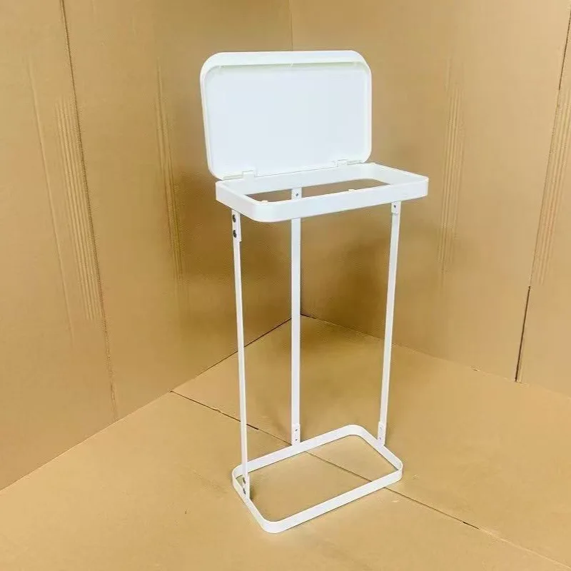 

Japanese household dry and wet sorting garbage rack Metal small vertical flip narrow trash can saves space