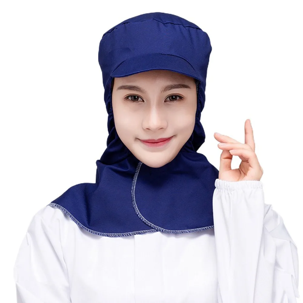 New Neck Protector Dust-free Shawl Hat Breathable Solid Color Dust Proof Cap Workshop Cap Food Factory