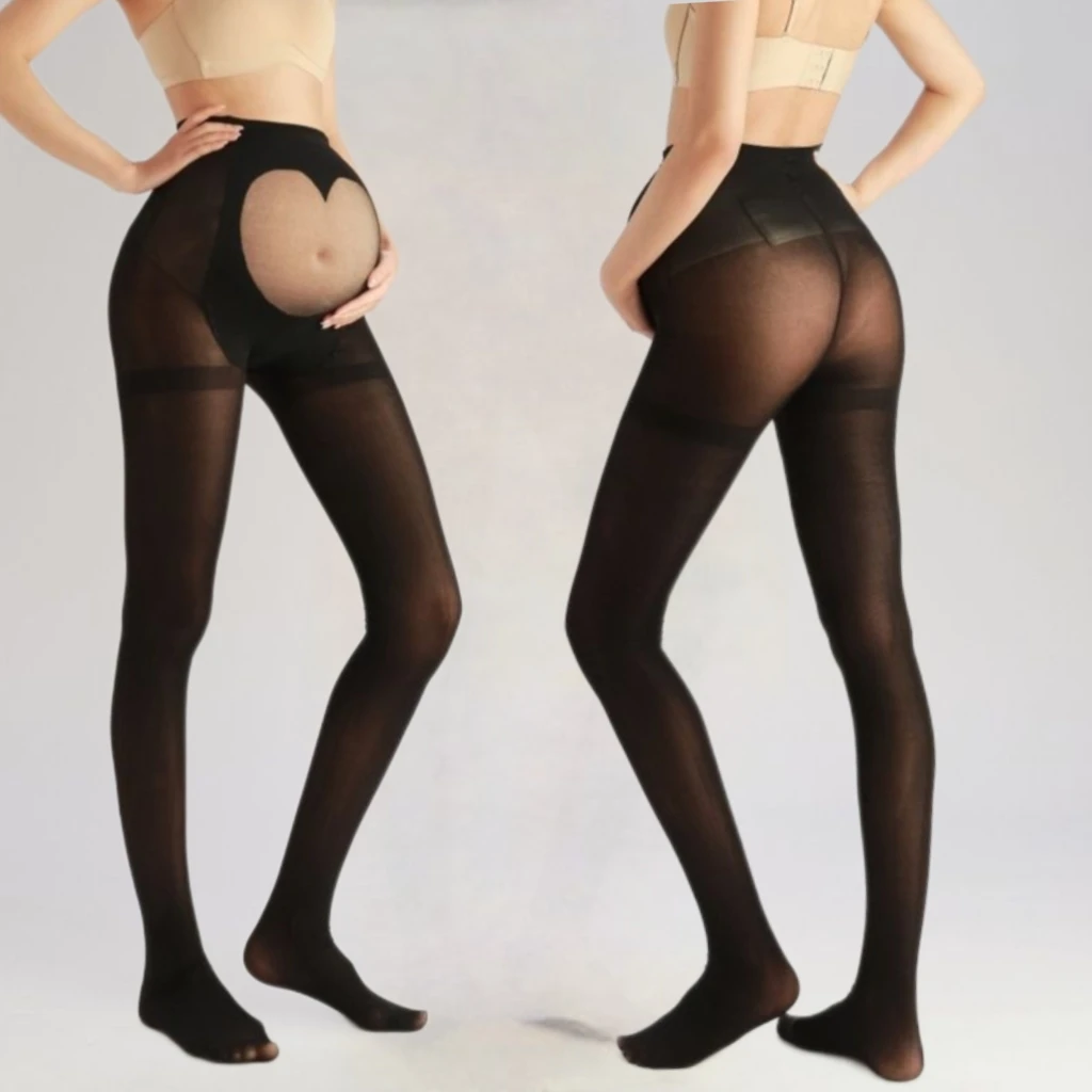 Plus Size Black Maternity Tights High Elastic Over Belly Support Soft Breathable Pantyhose For Pregnant Women
