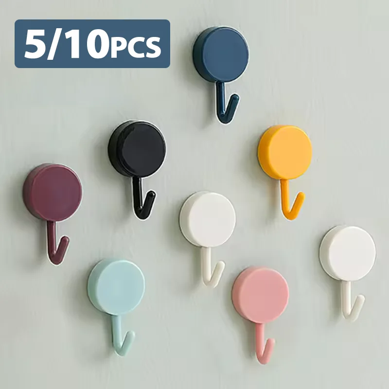 5/10PCS Selbstklebende Wand Haken Stark Ohne Bohren Kleidung Wc Badezimmer Tür Küche Handtuch Aufhänger Hause Tisch locker Haken