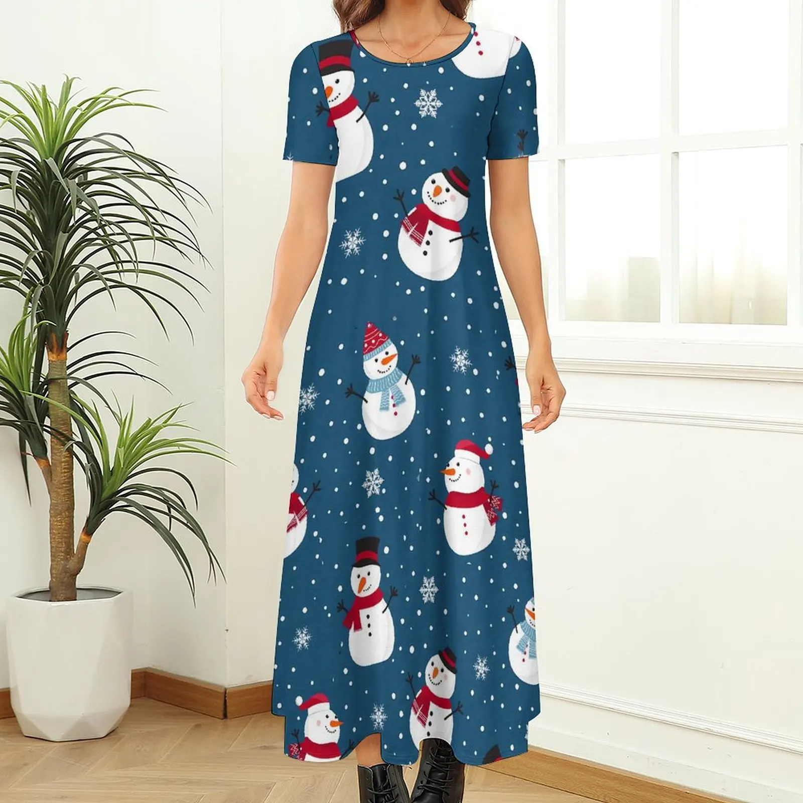 Robe longue de style bohème pour femmes, robe de rue, robe maxi moderne, cadeau d'urgence, hiver, Yammas, bonhomme de neige