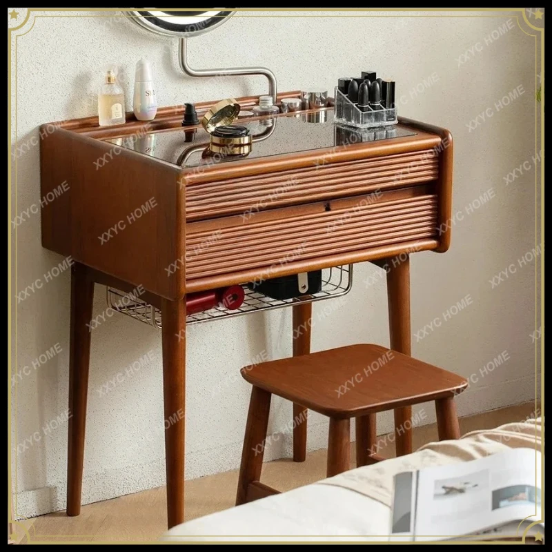 X-S Retro solid wood dresser cosmetic table small apartment modern simple bedroom bedside  dressing table  HG